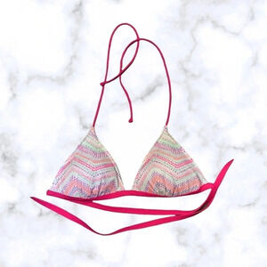 Victorias Secret PINK Multicolor Dot Design Triangle Bikini Top Size Medium